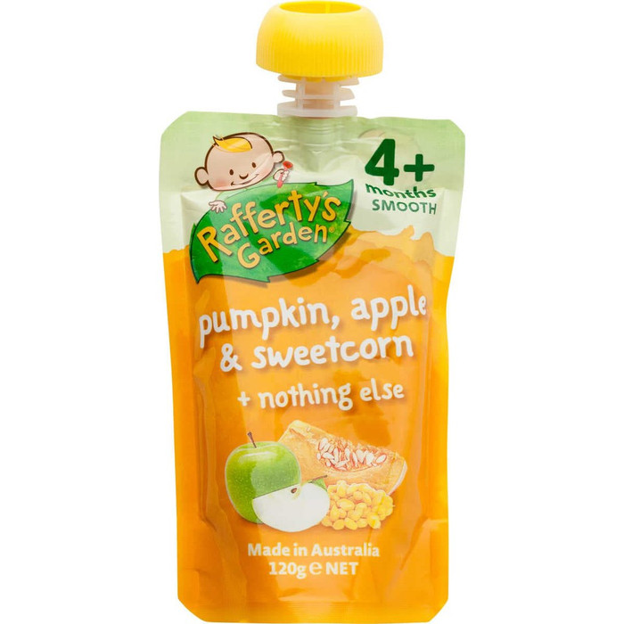 

Rafferty s Garden Pumpkin, Apple Sweetcorn 4 120g