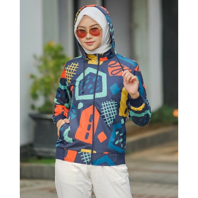 Jaket Wanita/Cewek Full Printing Terbaru | OOTD Jaket Wanita Waterproof Anti Air Best Seller!