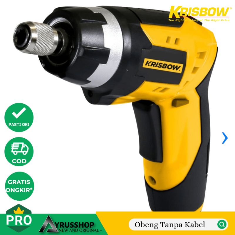 Krisbow Obeng Listrik Tanpa Kabel/Recharge/Cordless Screwdriver