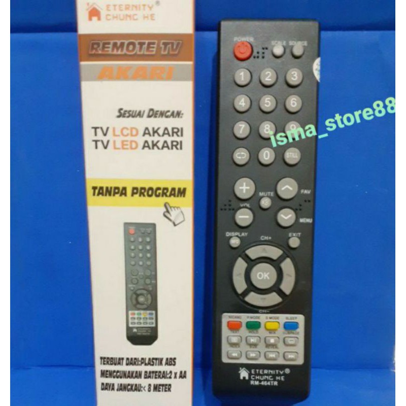 Remot tv Akari/kirana lcd led hdtv 3d multi chung he RM-464TR tanpa program