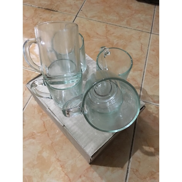 gelas kopi / gelas kopi gagang / gelas kopi gagang 6pcs / gelas kopi kaca / gelas kopi kaca gagang / gelas kopi beling / gelas kopi beling gagang