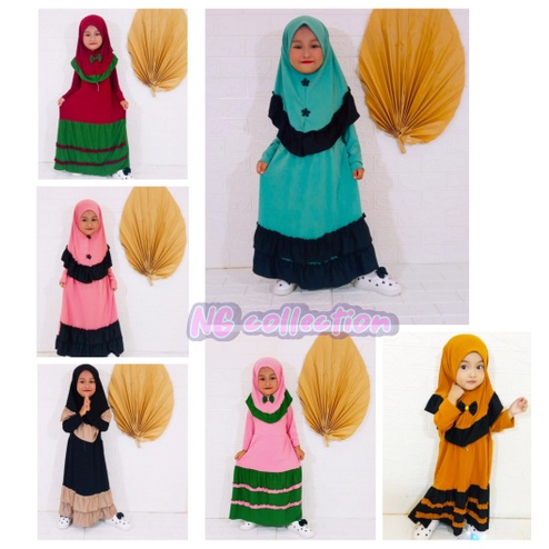 Gamis anak+kerudung 1-3 tahun murah RANDOM bahan jersey