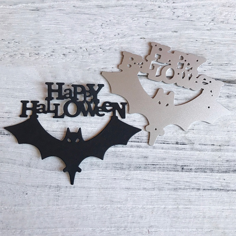 Zzz Cetakan Stensil Cutting Dies Motif Kelelawar Halloween Bahan Metal Untuk Scrapbook / Craft DIY