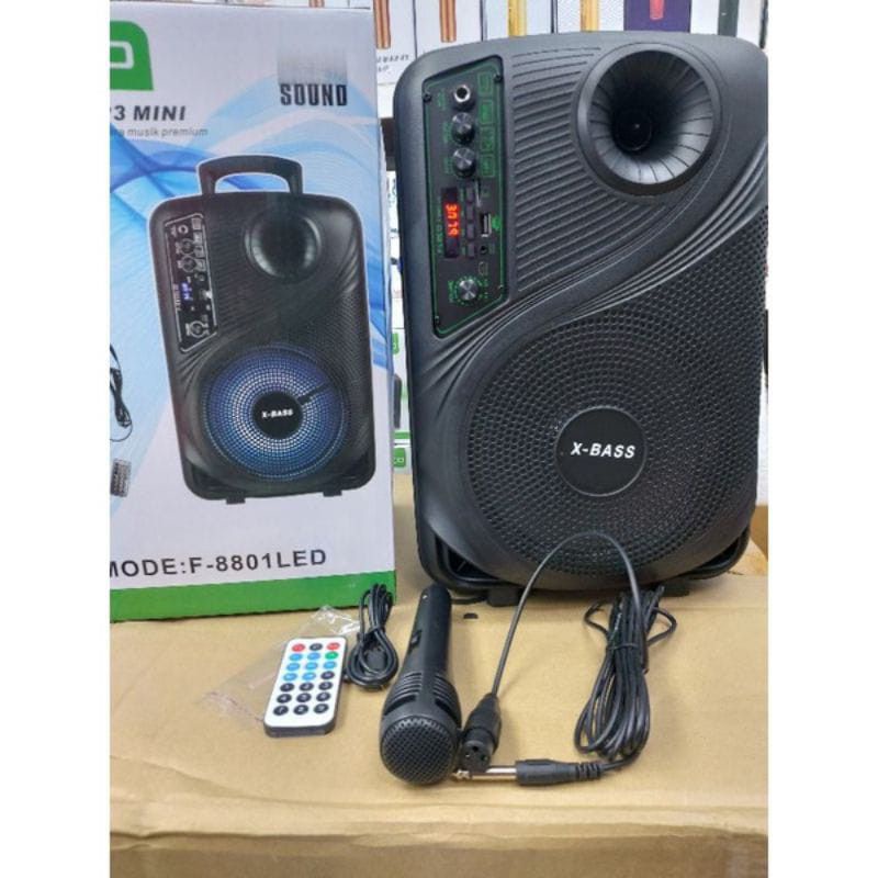 Speaker Bluetooth Karaoke LED Fleco F 8801//Salon Aktif X-Bass Fleco F 8801//Super Bass Super Murah