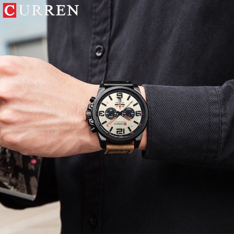 Top Brand Luxury CURREN 8314 Fashion Leather Strap Quartz Pria Jam Tangan Kasual Tanggal Bisnis Pria Jam Tangan Jam