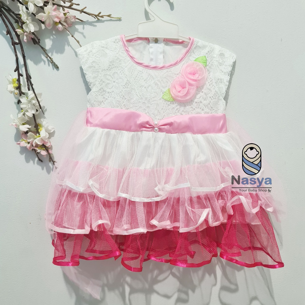 [KK-034] Baju Pesta Anak Dress Bayi Perempuan Lucu Brokat (0-6 bulan)