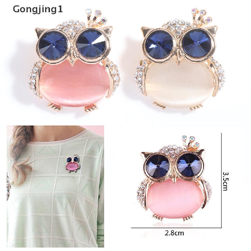 Gongjing1 1Pc Bros Pin Bentuk Burung Hantu Mata Biru Untuk Aksesoris Pakaian Wanita