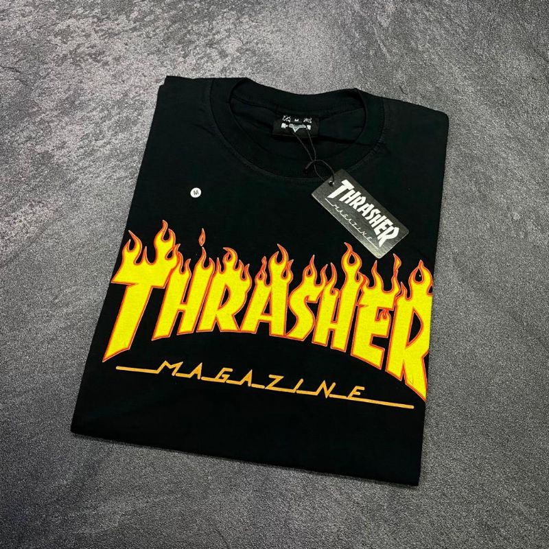 KAOS THRASHER FLAME | BAJU THRASHER FLAME | T-SHIRT THRASHER FULL TAG LABEL PREMIUM