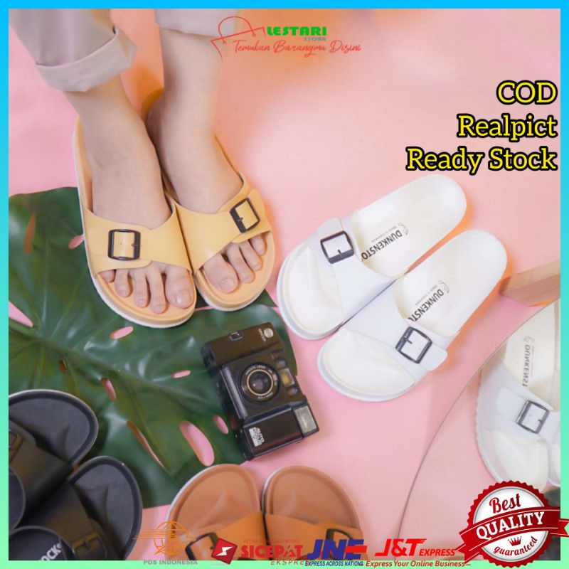 Sandal Wanita Slip On Sendal Cewek Flat Fashion Cewe Sandal Perempuan Branded Kekinian Baru Sandal T