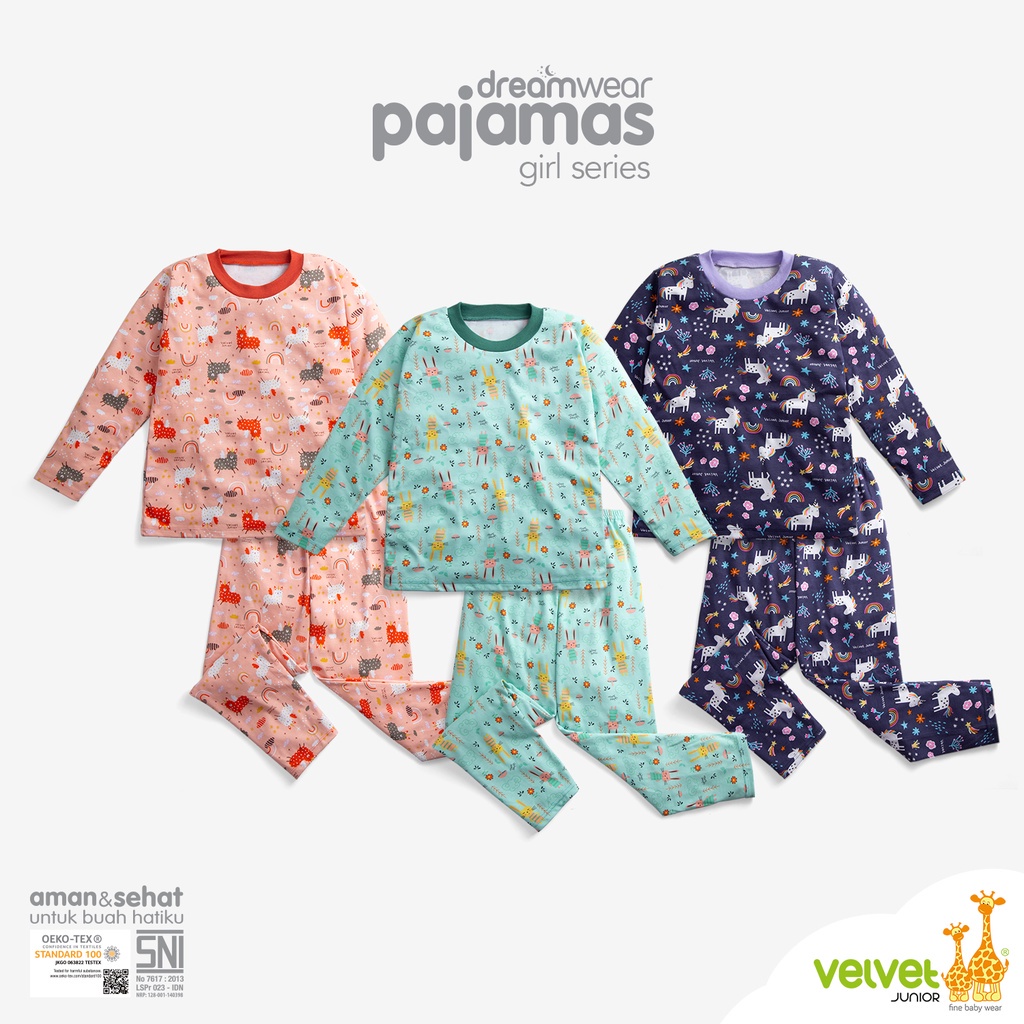 Velvet Junior Setelan Piyama Panjang SATUAN gambar variasi hanya contoh