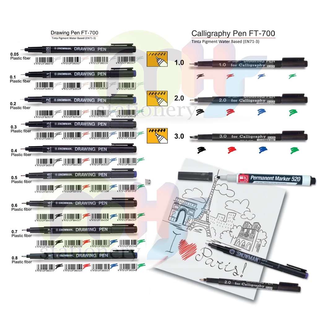

Snowman FT 700 0.05 0.1 0.2 0.3 0.4 0.5 0.6 0.7 0.8 1.0 2.0 3.0 Drawing Calligraphy Pen