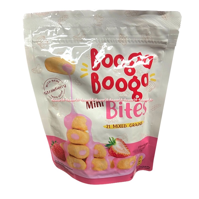 Booga Booga Mini Bites 21mixed Grains 80gr Chocolate Fillag Isi Coklat Strawberry Boogabooga Bogaboga Snack Cemilan isi Cokelat Stroberi Straw Berry