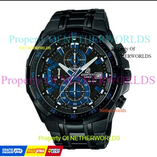 Casio Edifice Original Japan EFR 539D  - 1A2VUDF Chain Stainless Black Dial Blue