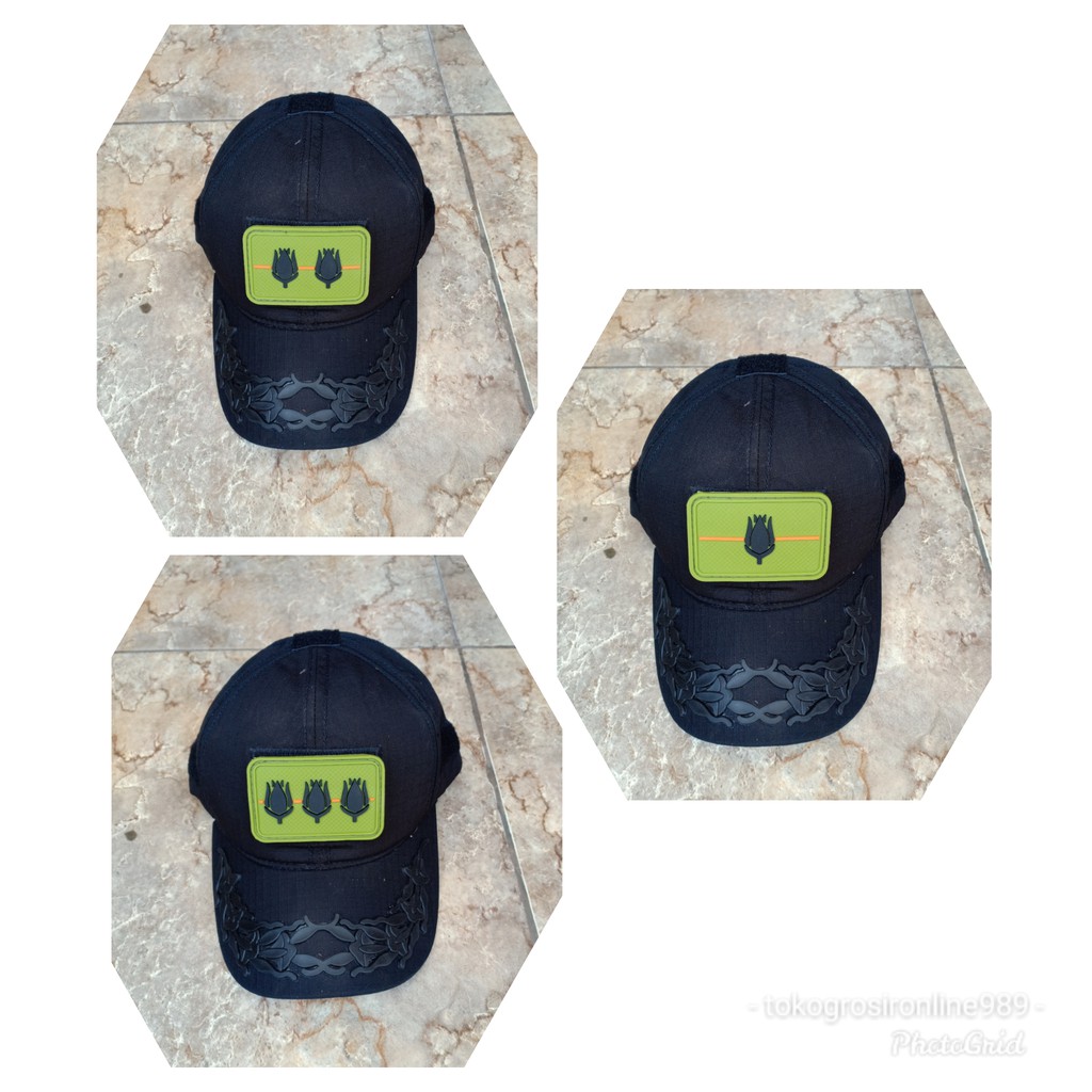 TOPI PAMEN TNI AD HITAM FREE PATCH RUBBER