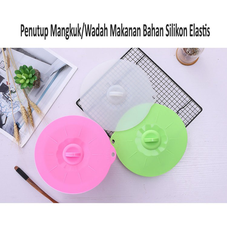 Penutup Mangkuk/Wadah Makanan/Tutup Toples Bahan Silikon Elastis Bulat