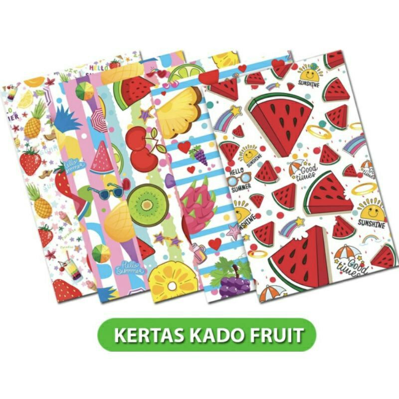 

KERTAS KADO SQUEEZY ISI 5 MOTIF/5 LEMBAR 65CM X 50CM FRUIT BUAH