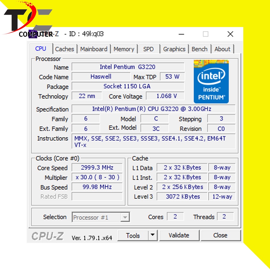 Processor Intel Pentium G3220 - Socket Intel LGA 1150