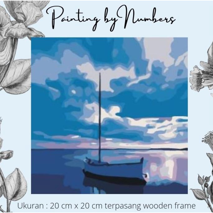 

DIY painting by number 20x20cm kerajinan tangan - BLUE SUNSET