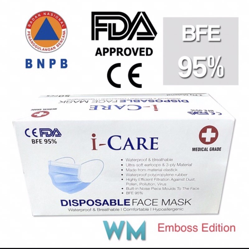Masker wajah 3 ply I-Care