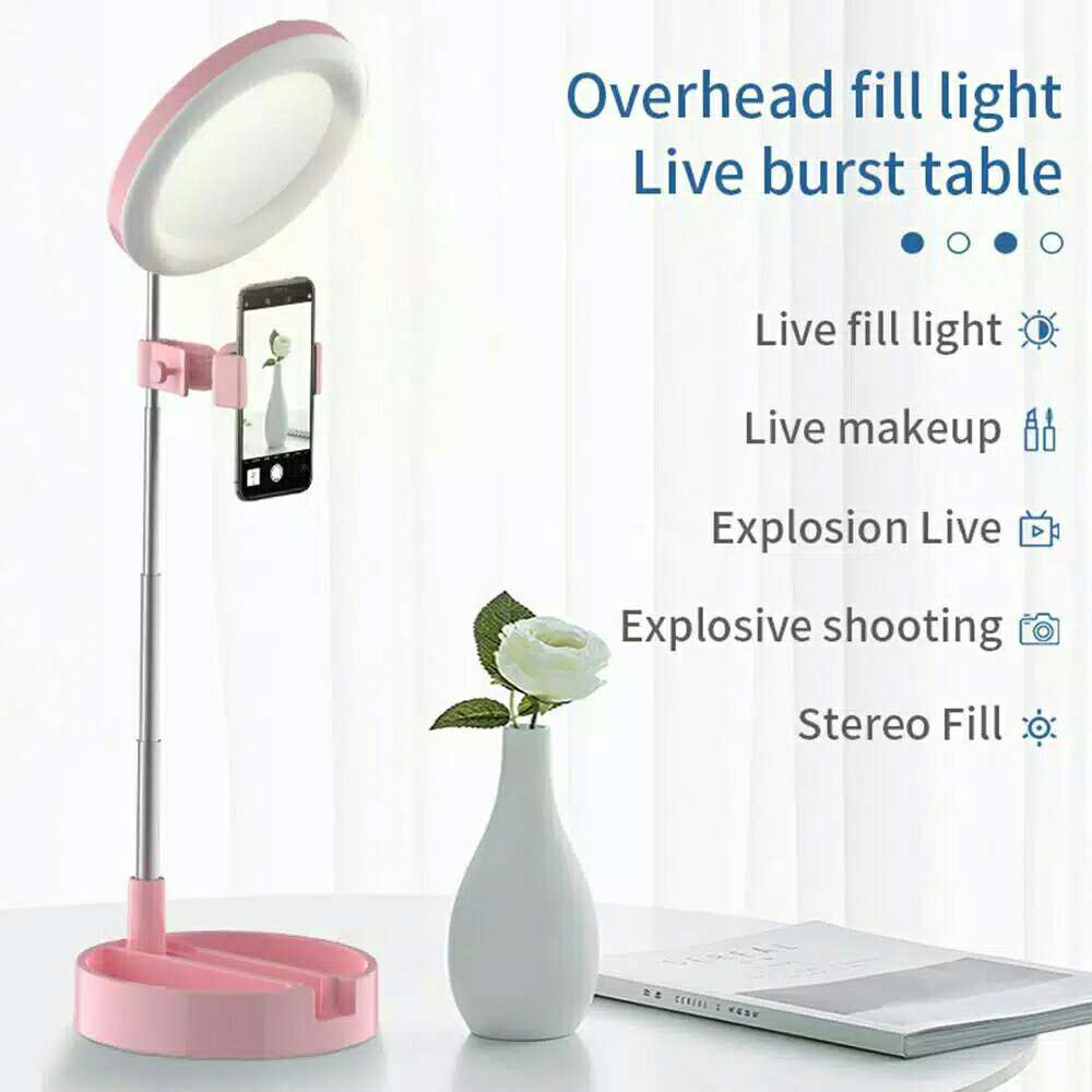 SUPER66 live streaming light, selfie light dengan holder, portable ring light, lampu make up G3