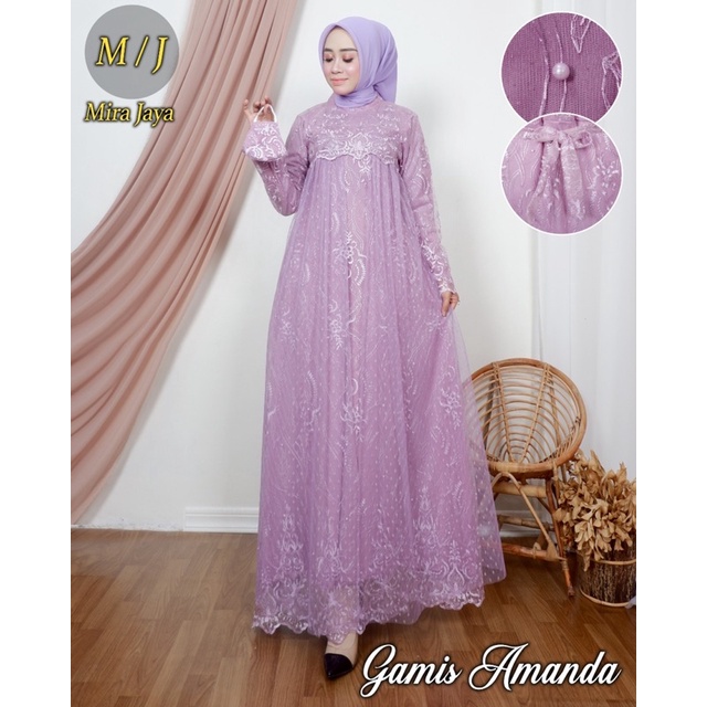 Gamis kajol mira jaya kombinasi tile dot mira jaya