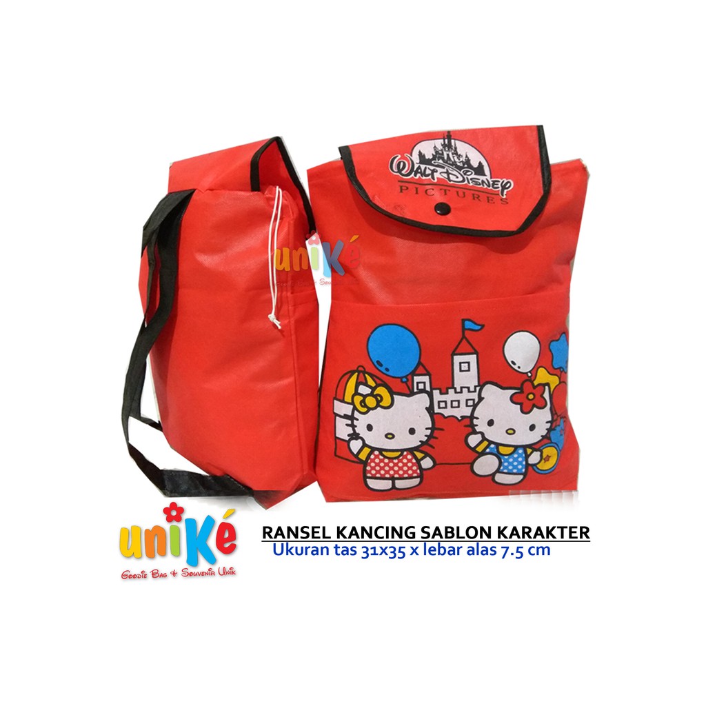  MURAH TAS SPUNBOND RANSEL KANCING Sablon Karakter Goodie 