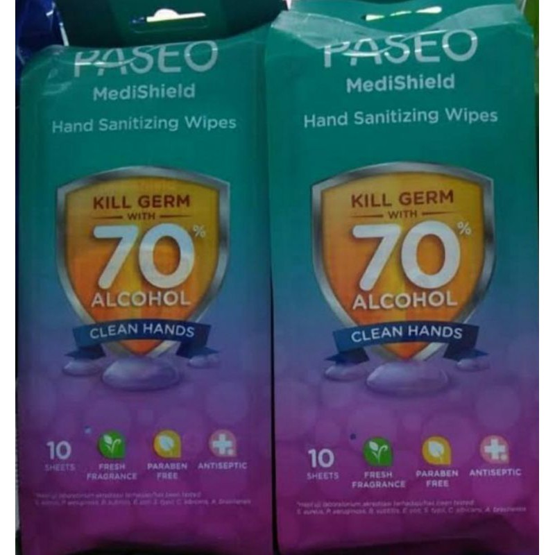 Tissue Paseo Mildshield Handsanitizing wipes 10 sheets Antiseptic