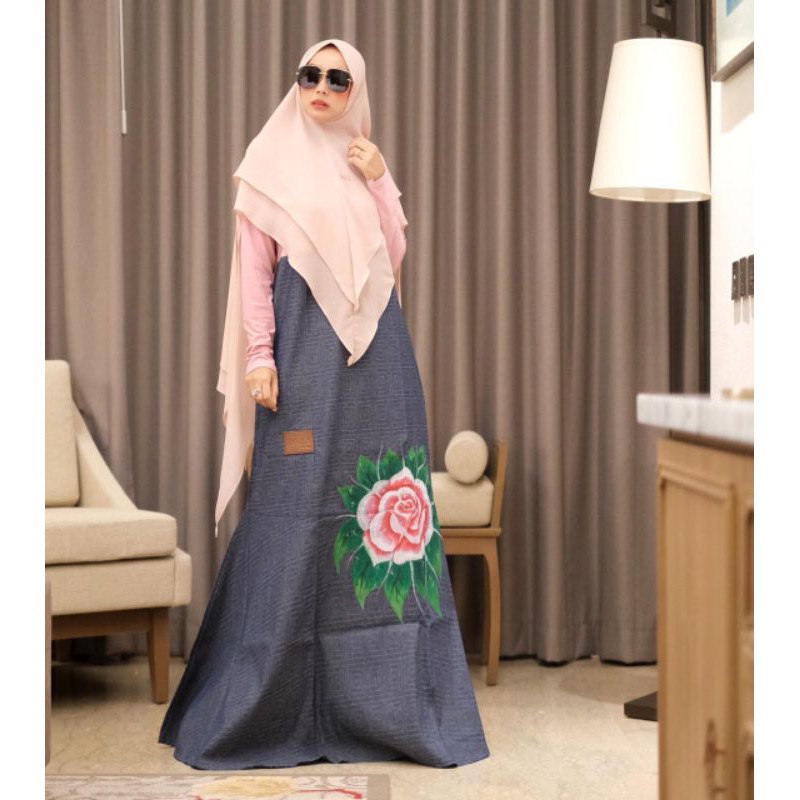 DENIM LUKIS DAILY WEAR DRESS SYARI BY JOZA CLOTHING