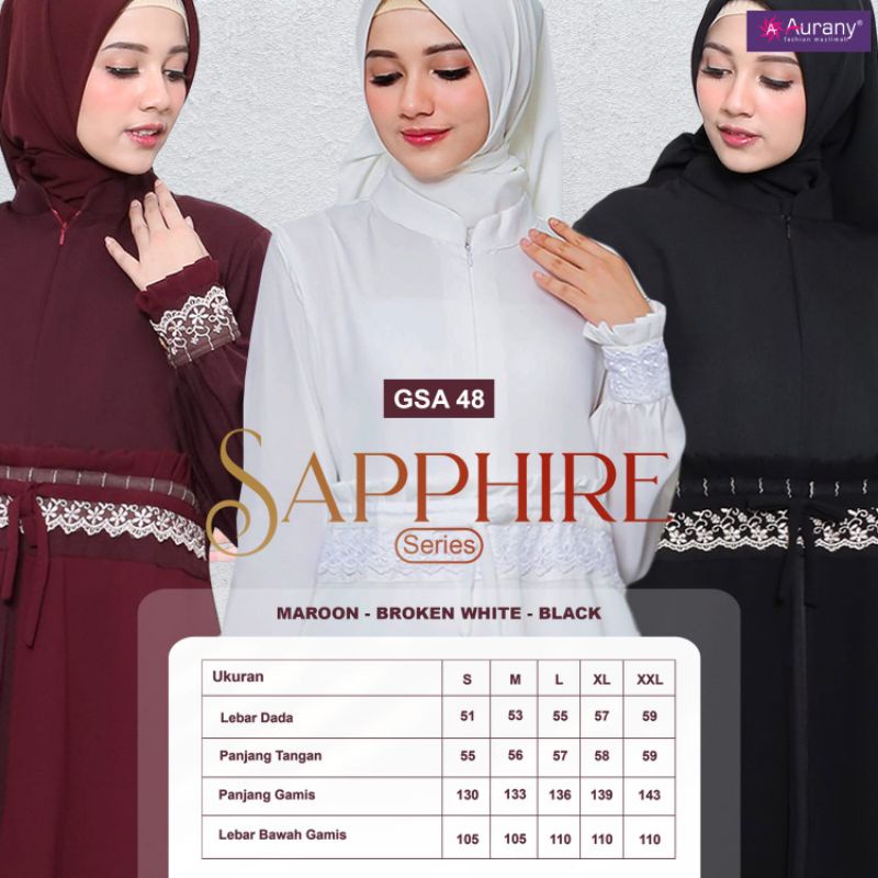 GAMIS GSA 48 • SAPPHIRE SERIES • GAMIS PUTIH • GAMIS HITAM • AURANY