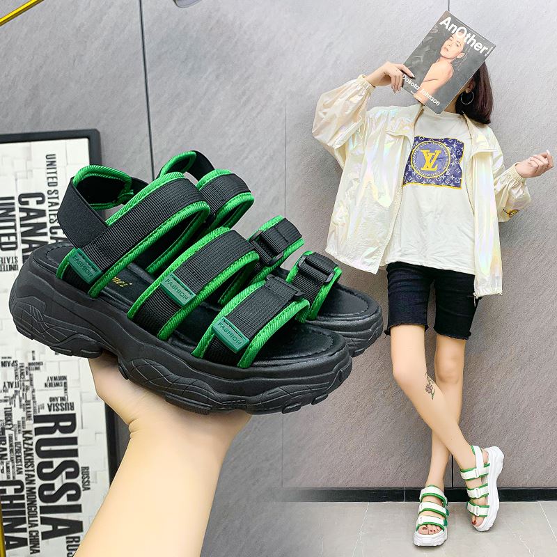 BJS9183 - BLACK/WHITE - Sandal Gunung Fashion Comfy Wanita Cantik SELOP SEPATU SANDAL HAK FASHION IMPORT TERMURAH TERLARIS TERBARU BAGSTORE JAKARTA JSS9183