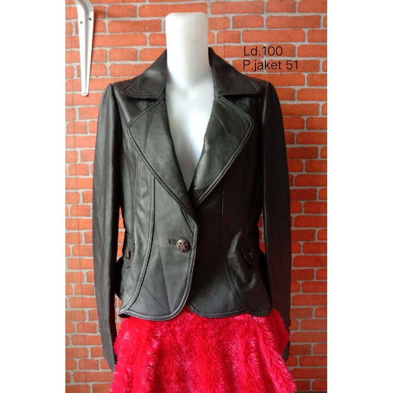 jaket kulit asli cewe second
