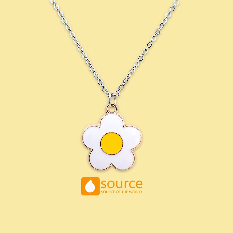 Kalung Rantai Liontin Bunga Telur Rebus Bahan Alloy Stainless Steel Untuk Aksesoris Pelajar