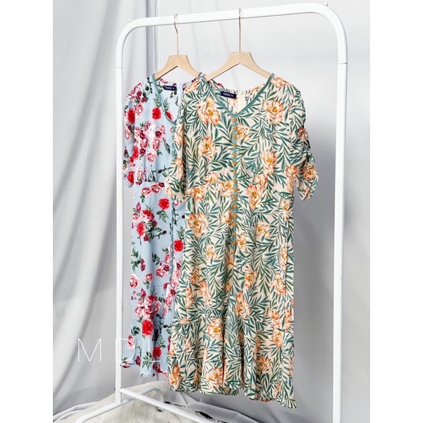 MDLV ~ 12341 Havana Midi Dress Flower Dress Premium Korea Look Fashion import