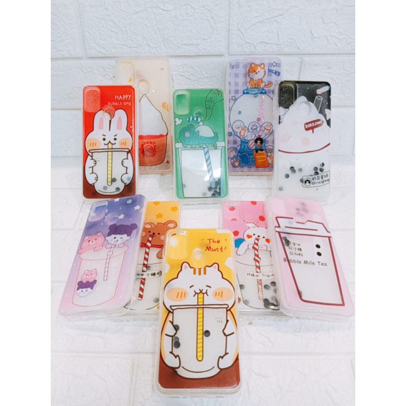 Case water Glitter air gambar Boba lucu Oppo A52 A92 Realme 6 6 pro