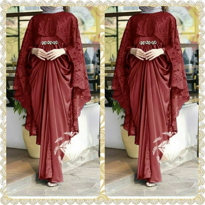 tankaftan- kaftan cape wulandari - merah muda -dress - muslim - wanita.