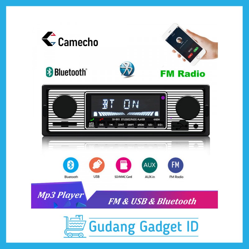 Tape Mobil Bluetooth Single Din FM Radio AUX USB SD Card Slot Camecho - SX-5513 - Black - WX4TWA7J