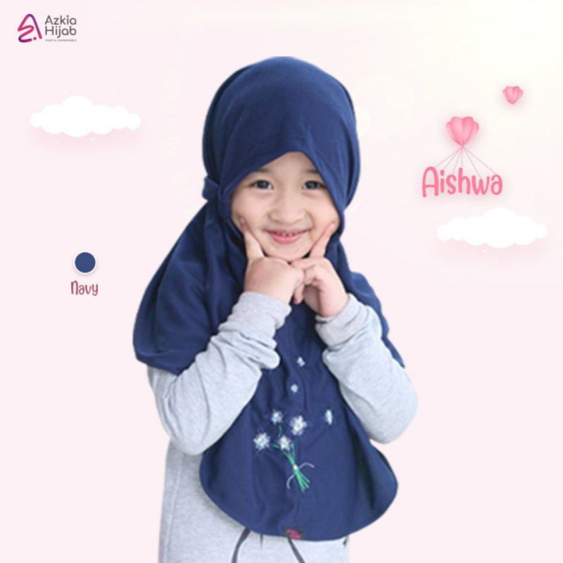 Aishwa || size SS (size 1) jilbab anak / bayi || usia 0 bulan - 6 bulan new azkia hijab-Navy