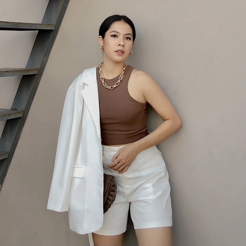 Georgios Women | High Neck Crop Top | Tanktop Rib Wanita-2