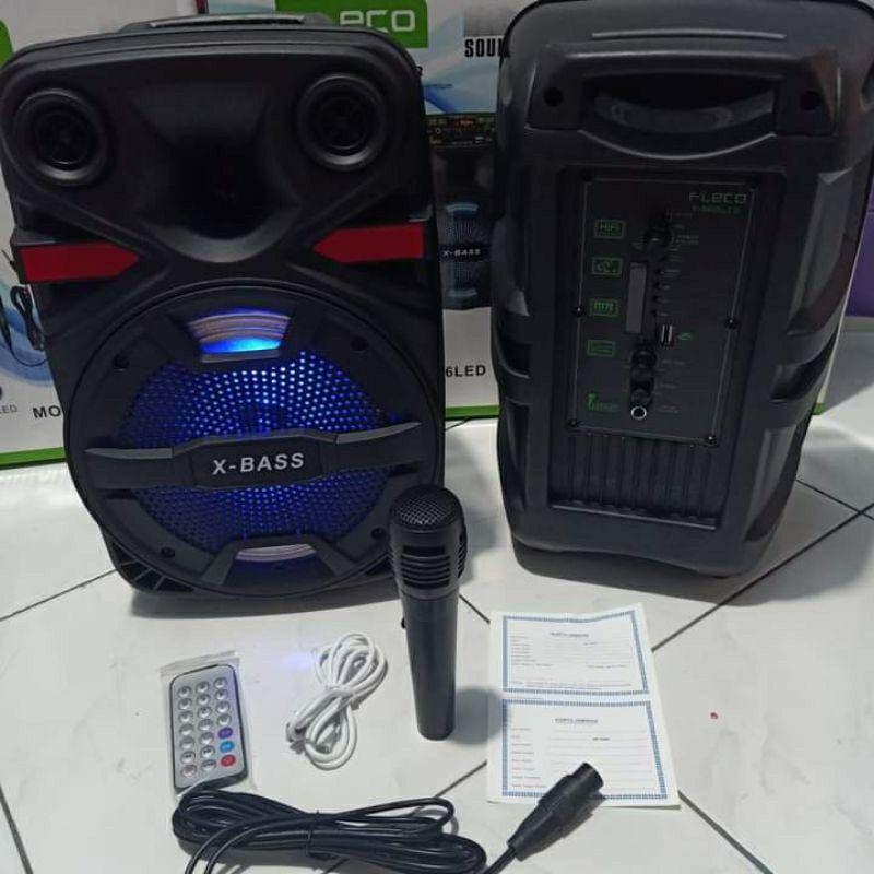 COD Speaker Bluetooth karaoke Fleco F-8608 Bonus mic X -BASS 8,5 INCH
