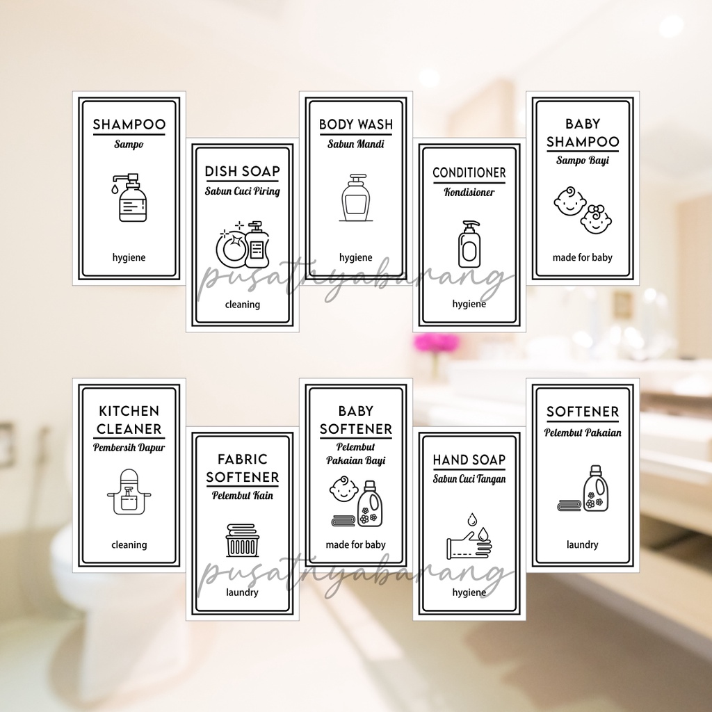 

STIKER LABEL BOTOL SABUN TAHAN AIR - STIKER LAUNDRY BERGAMBAR - STIKER PUMP WATERPROOF PART A