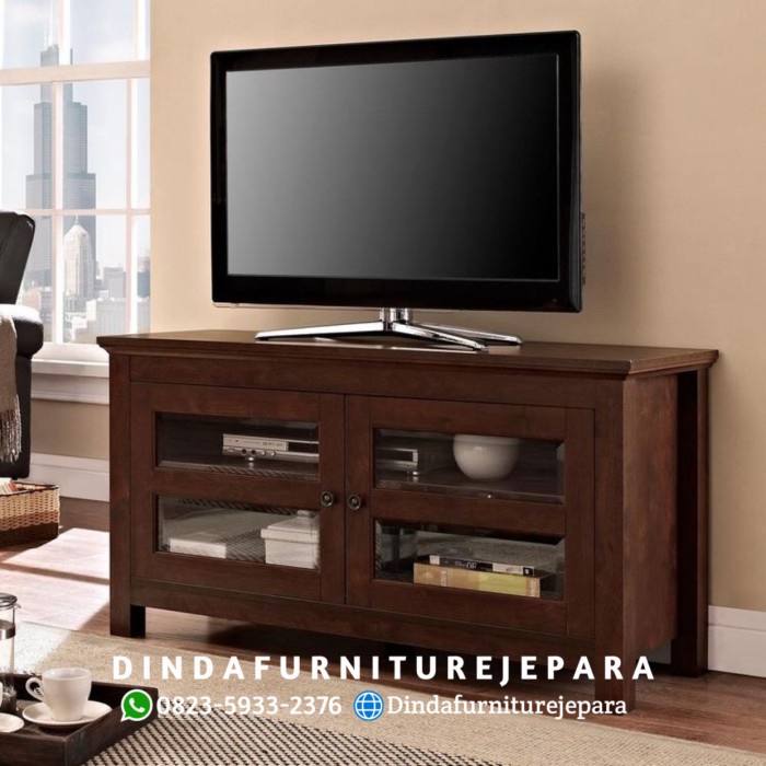 MEJA TV MINIMLIS KACA - BUFFET TV PINTU KACA - MEJA TV JATI KACA