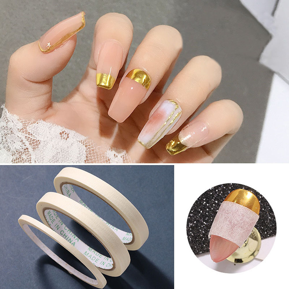 Needway  5pcs / Set Tape Stiker Kuku Warna Putih Untuk Dekorasi Nail Art / Manicure