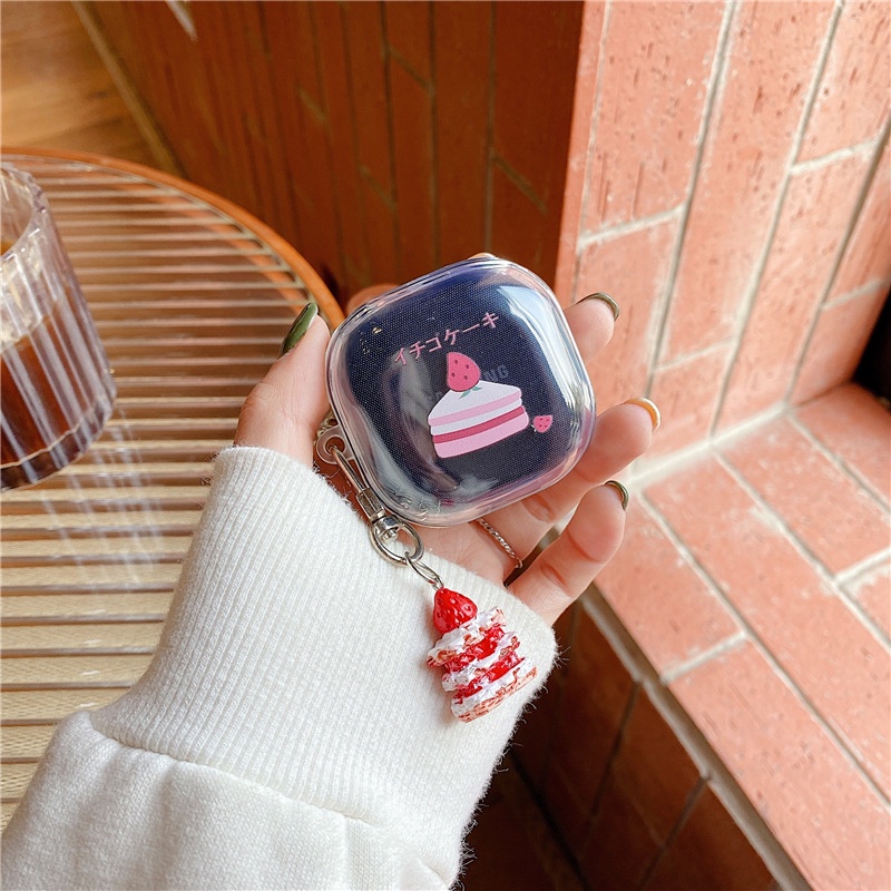 Soft Case TPU Transparan Motif Kue Strawberry cover Samsung Galaxy Buds 2 Buds live Buds Pro Earphone