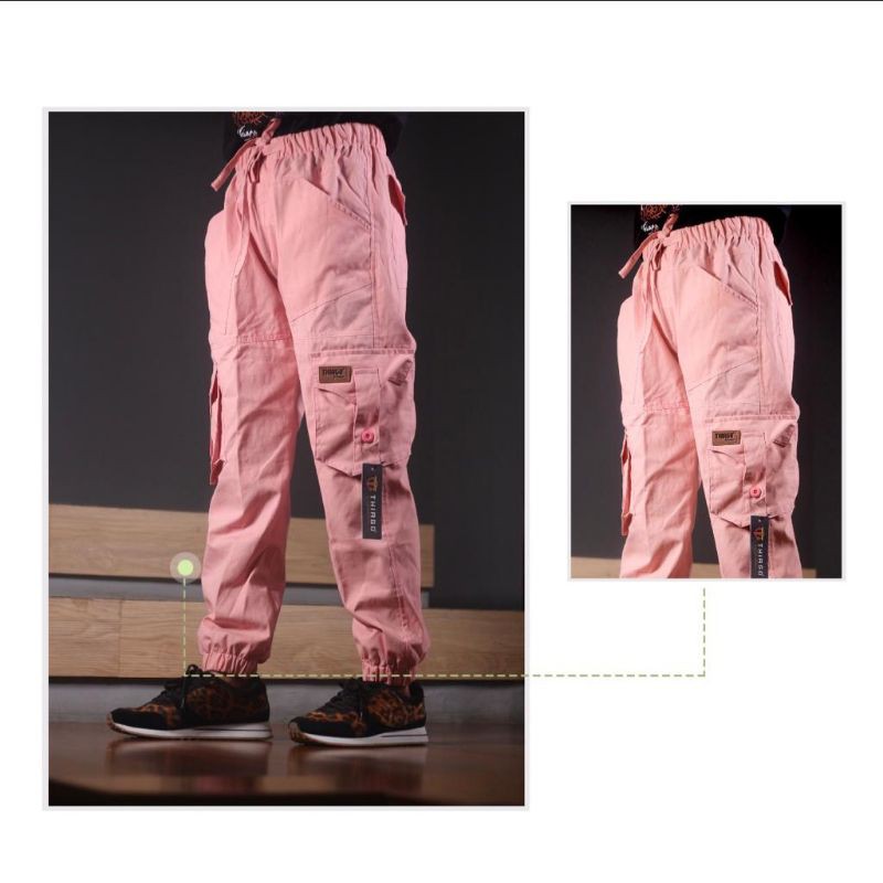 Celana Cwek Bahan Baby kanvas Cargo Joger Thiago