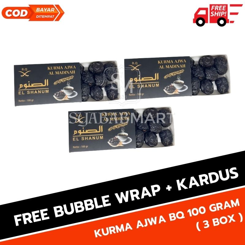 

Kurma Ajwa BQ 100 Gram ( 3 Box ) / Kurma Ajwa Madina / Kurma Nabi Asli / Kurma Ajwa Medina / Oleh Oleh Haji Dan Umroh