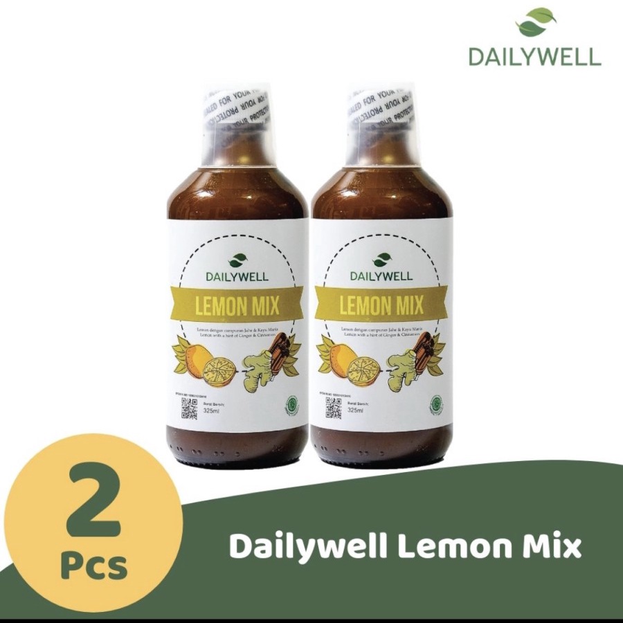 Paket Bundling Lemon Mix Dailywell - Daily Well Dapat 2 Botol - Minuman Kesehatan Herbal - Lemon Jahe Kayu Manis - Diet Detoks