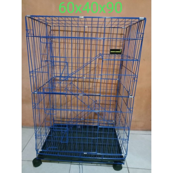 Kandang Besi Lipat 3 tingkat size L + roda / kandang kucing/ kandang Kelinci / kandang anjing-1