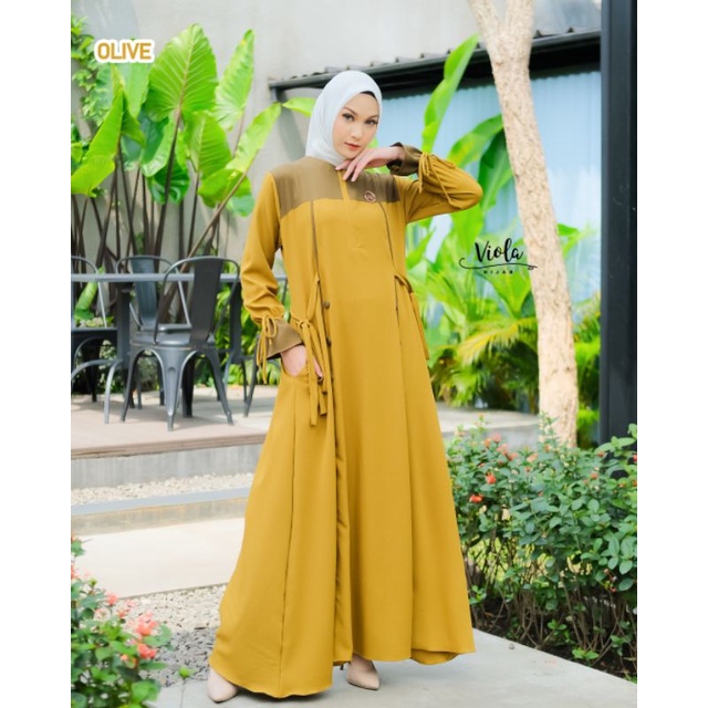 GAMIS NAIMA DRESS ORI VIOLA HIJAB TERBARU DRESS WANITA CANTIK KEKINIAN