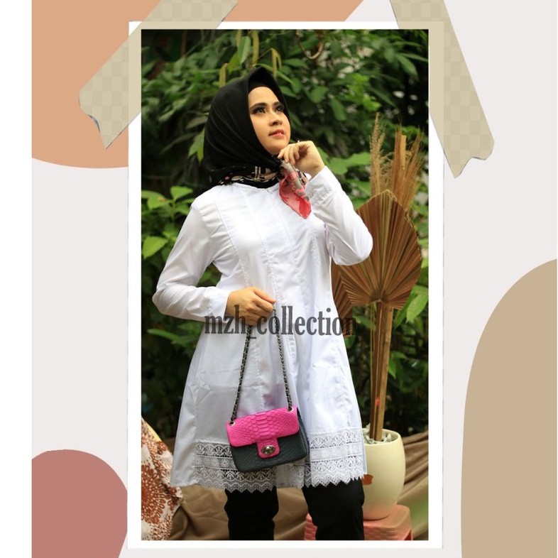Baju Atasan Muslim Wanita Tunik Putih Murah Atasan Tunik Murah busui  Fashion Muslim