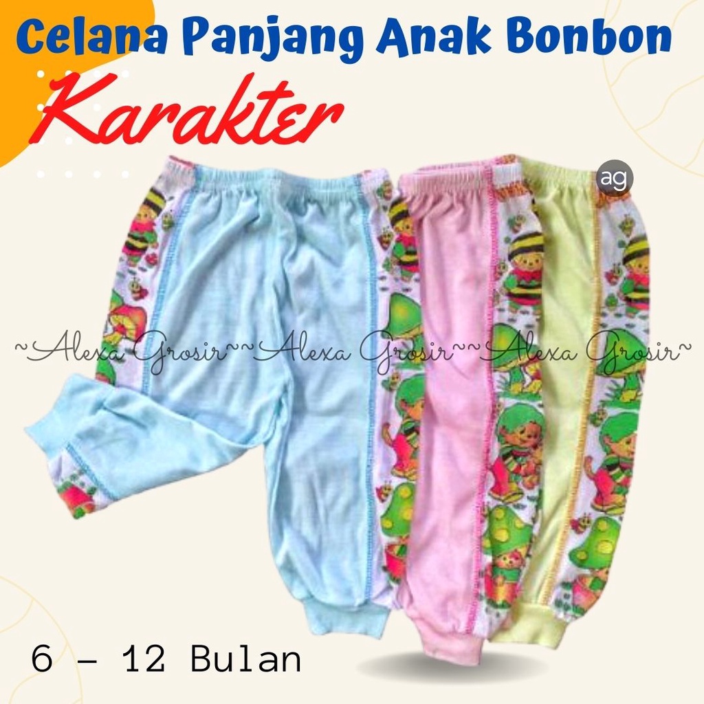 Celana Panjang Bayi Halus Lembut 6-12 Bulan, BonBon Murah Berkualitas Size S M L XL XXL/3L